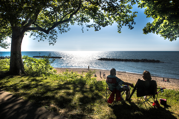 Photo of family overlooking Euclid Beach