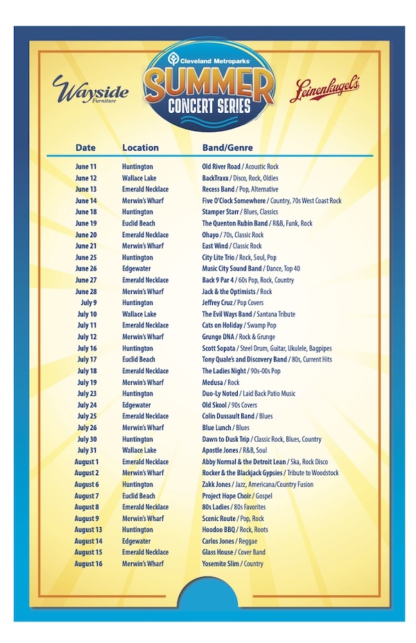 summer concert series line-up and schedule